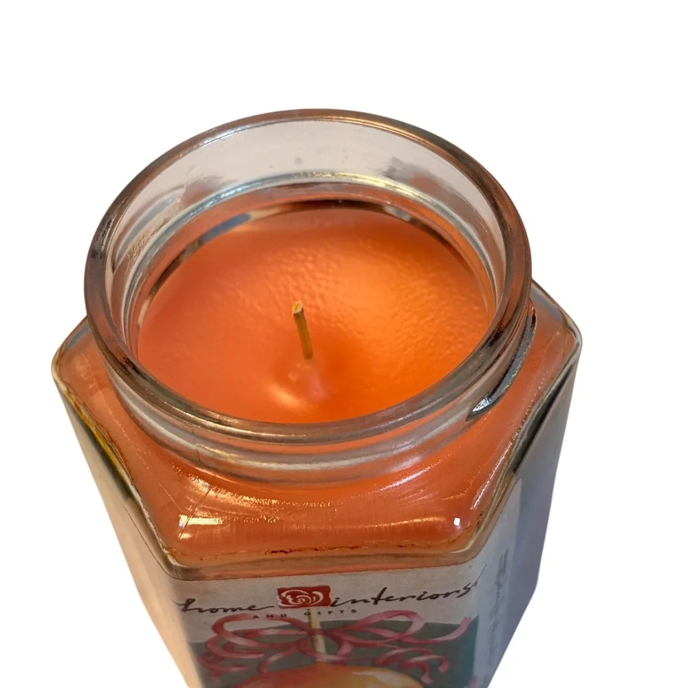 Home Interiors Caramel Apple 2003 Orange Glass Vintage Scented Candle 7.5oz New